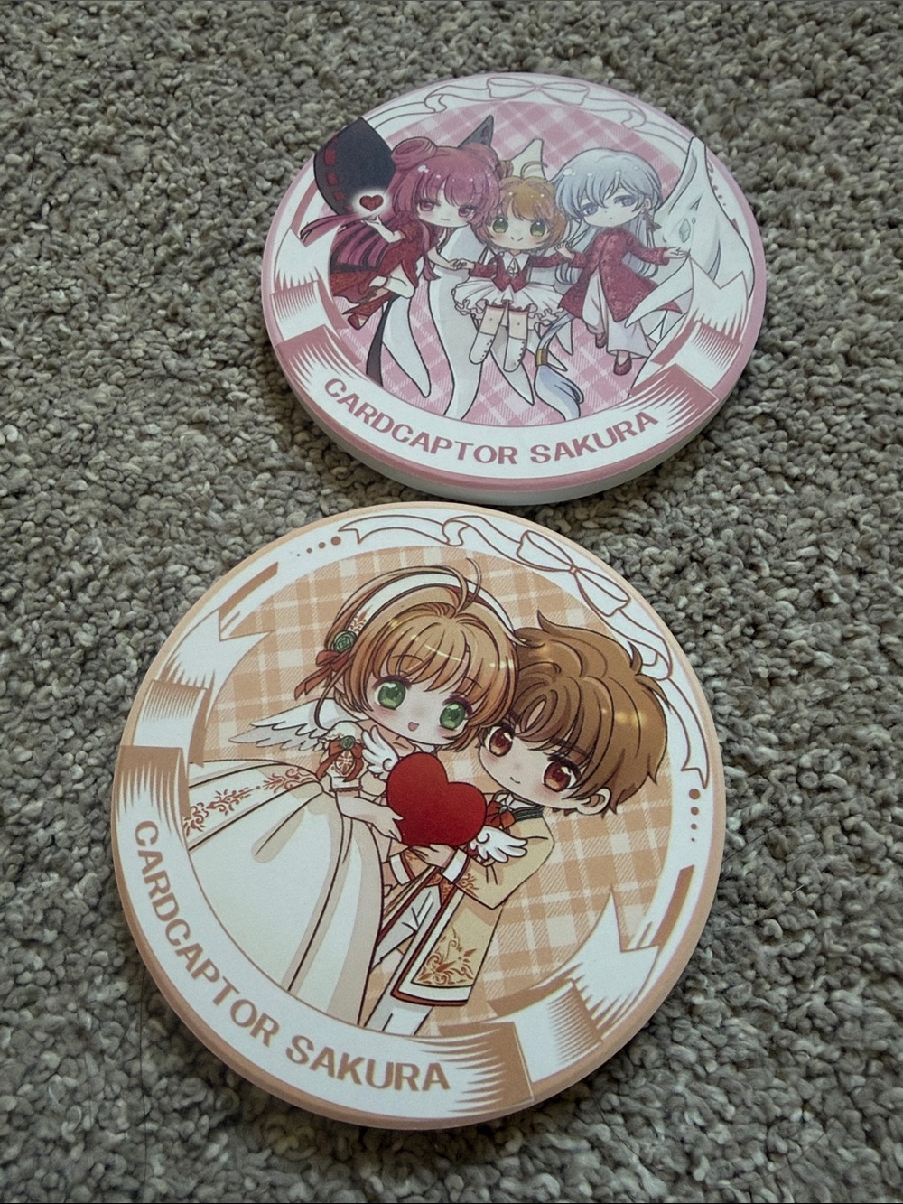 Cardcaptor Sakura round ceramic cup coasters 🌸 2 coasters, NEW